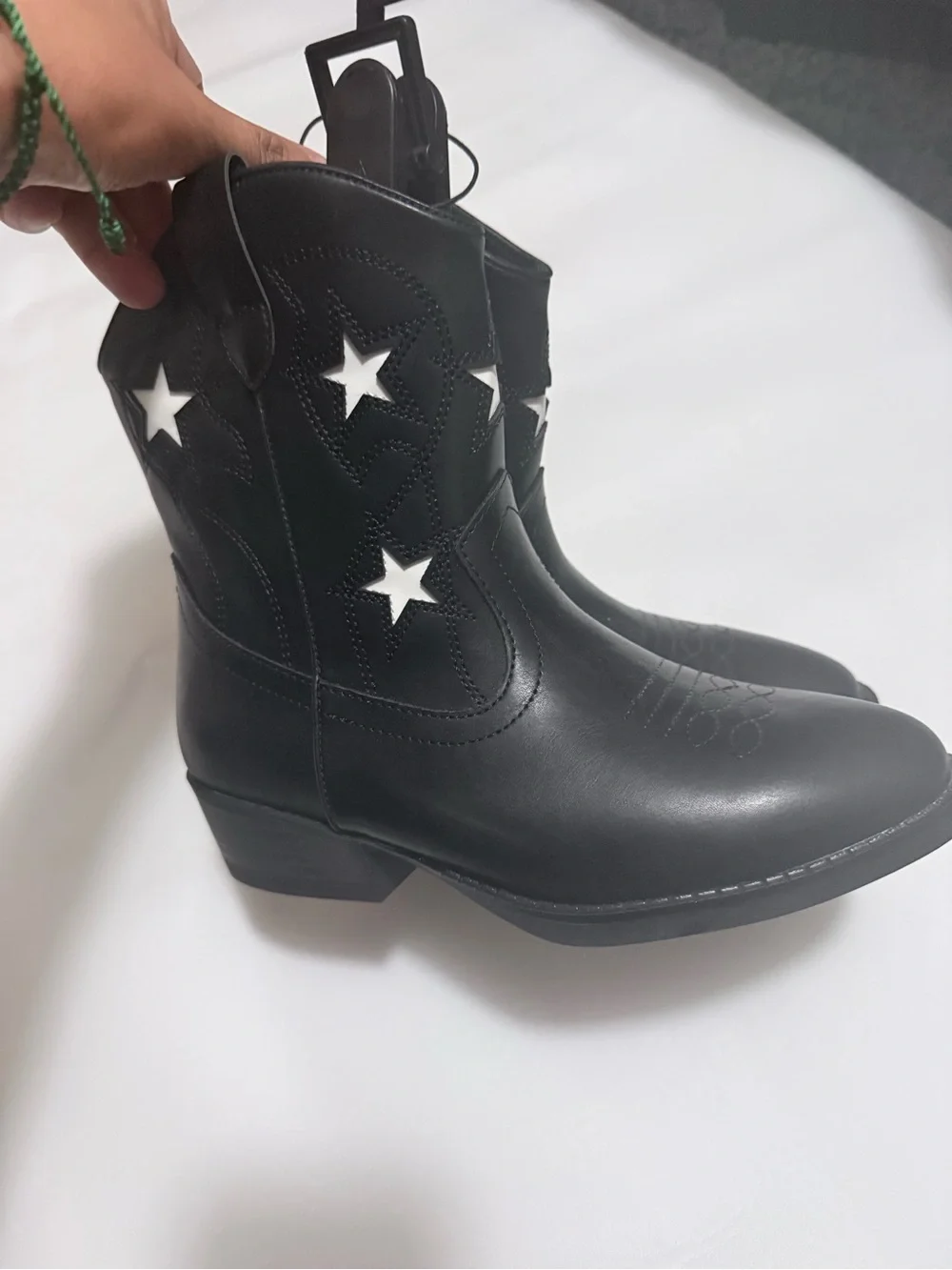 Men's Black Star-Accent Western Boots